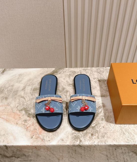 Louis Vuitton LV Printed Leather Comfortable Casual Flat Slides