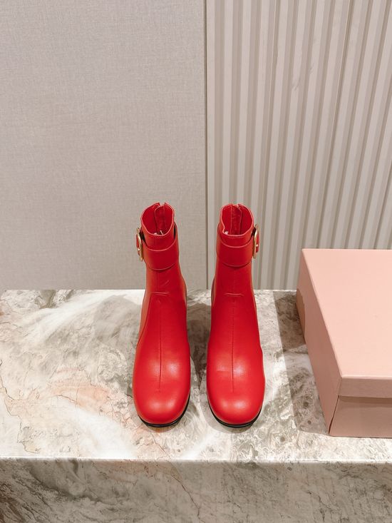 Miu Miu Genuine Leather Durable Sole Fashion Ankle Tall Boots