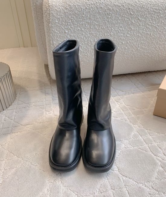 Miista Classic Leather Rider Boots with Durable Sole
