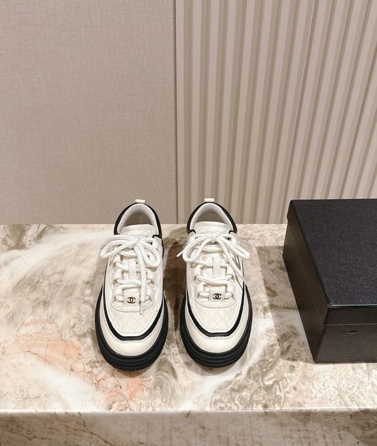 Chanel Two Tone Colorblock Casual Sneakers Thick Sole