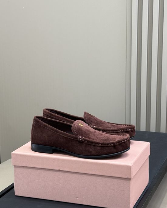 Miu Miu Suede Leather Loafers with Timeless Classic Design