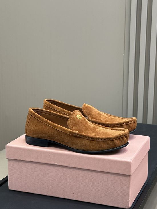 Miu Miu Suede Leather Loafers with Timeless Classic Design
