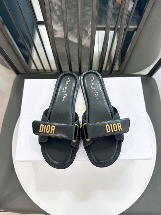 Christian Dior Hook and Loop Fastener Casual Beach Slide Sandals