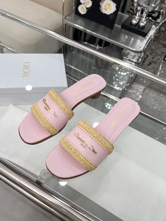 Christian Dior Handwoven Raffia Comfortable Casual Sandals