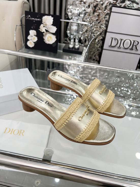 Christian Dior Handwoven Raffia Comfortable Casual Sandals