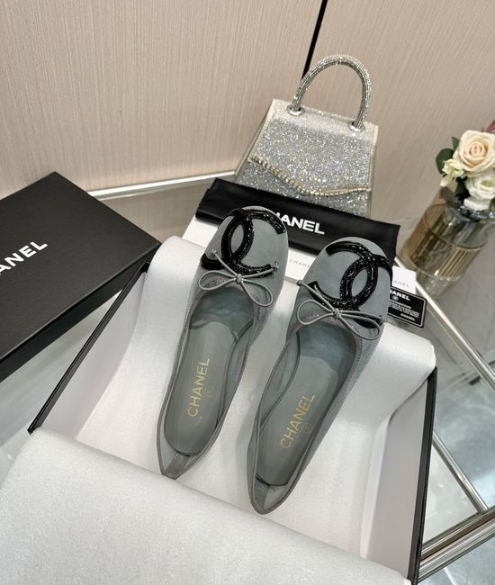 Chanel Genuine Leather Bow Decor Comfortable Ballet Mary Jane Shoes
