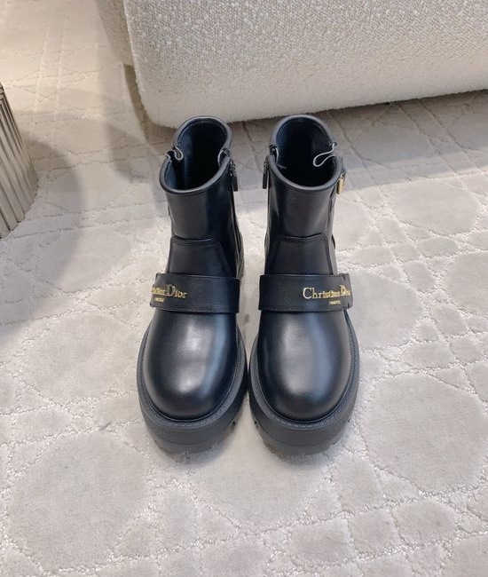 Christian Dior CD Calfskin Platform Boots Slim Leg Comfortable Design