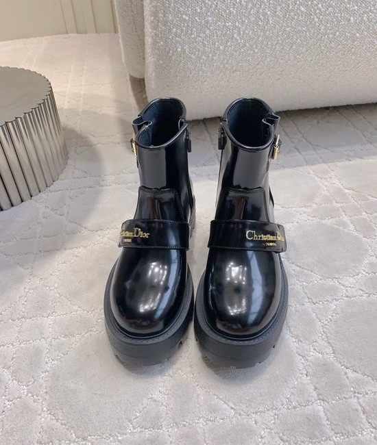 Christian Dior CD Calfskin Platform Boots Slim Leg Comfortable Design