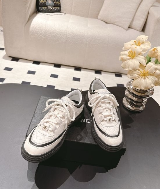 Chanel Grained Leather Upper Non Slip Casual Sneakers