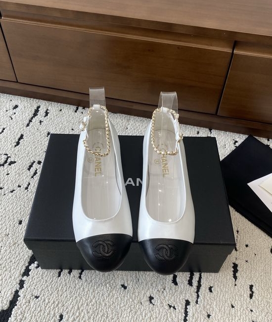 Chanel Leather Mary Jane Flats with Classic Chain Detail