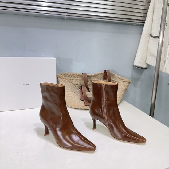 By far Side Zipper Pointed Toe Stiletto Ankle Boots Soft Durable