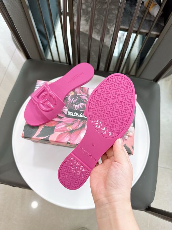Dolce & Gabbana Glossy TPU 3D Logo Flat Slippers Premium Quality