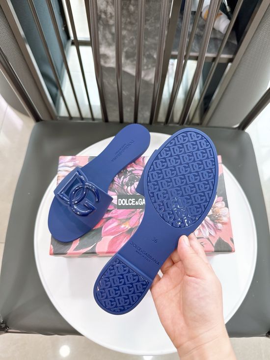 Dolce & Gabbana Glossy TPU 3D Logo Flat Slippers Premium Quality