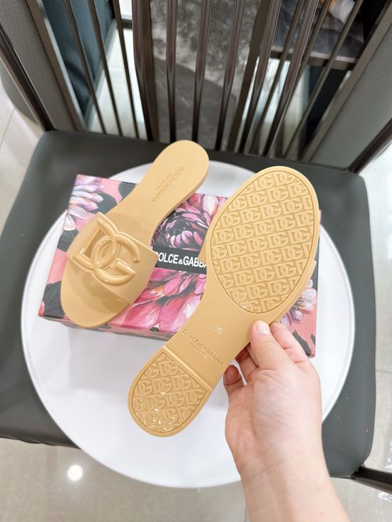 Dolce & Gabbana Glossy TPU 3D Logo Flat Slippers Premium Quality