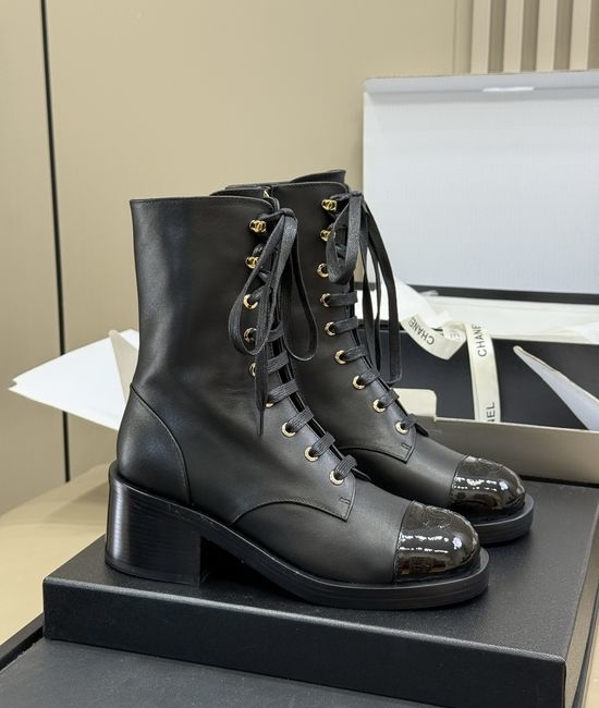 Chanel Genuine Leather Motorcycle Boots With Comfortable Sole