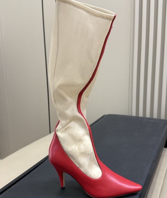 The Row Mesh Knee High High Heel Boots With Structured Design