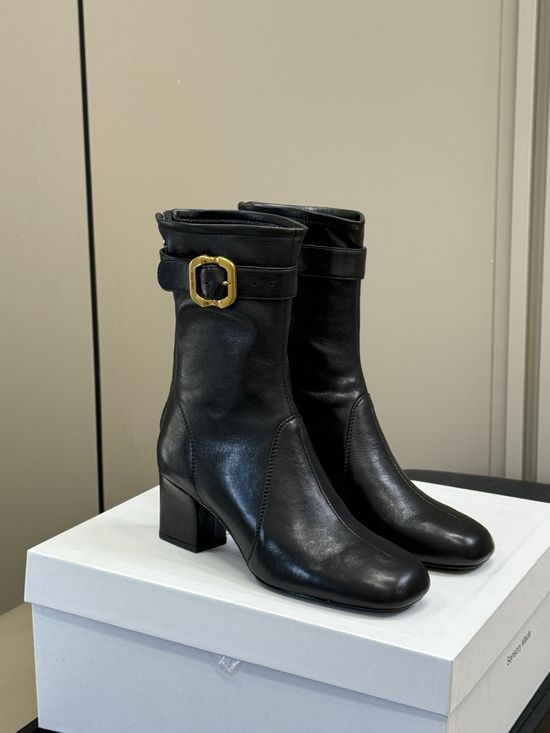 Miu Miu Knee-high Slim Fit Leather Boots with Buckle