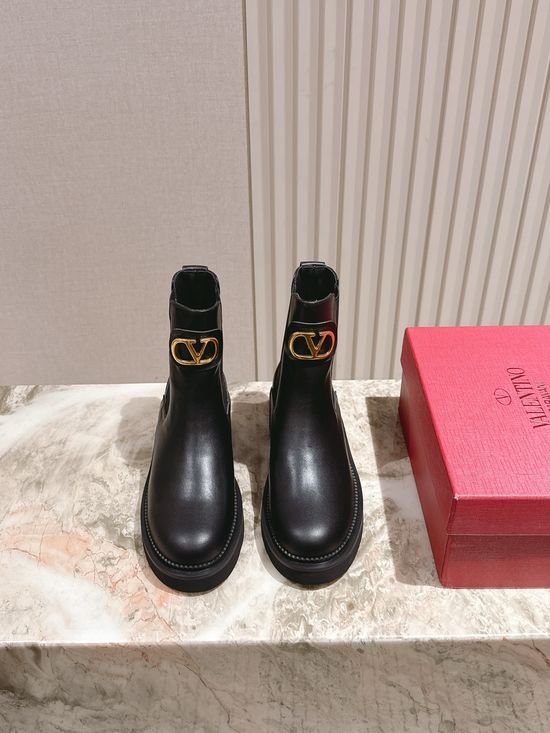 Valentino Elegant Silk Leather Ankle Boots with Gear Sole