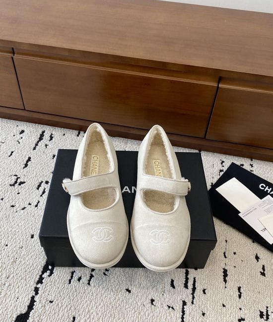 Chanel Color Block Suede Lined Fur Warm Casual Slip On Shoes
