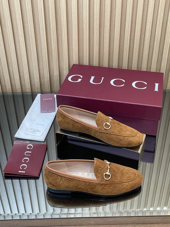 Gucci Embossed Suede Loafer Shoes Soft Comfortable Classic Casual Footwear