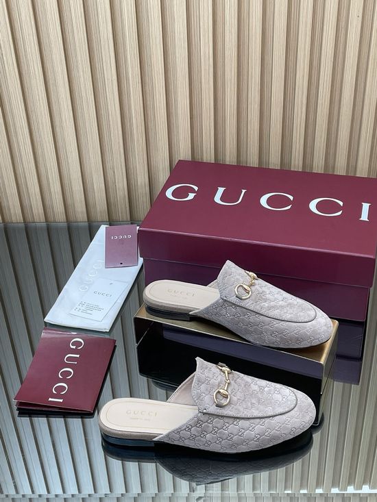 Gucci Embossed Pattern Suede Loafers with Horsebit Hardware