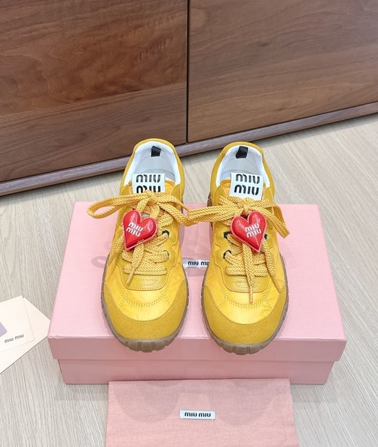 Miu Miu Suede Fabric Thick Sole Comfortable Casual Sneakers