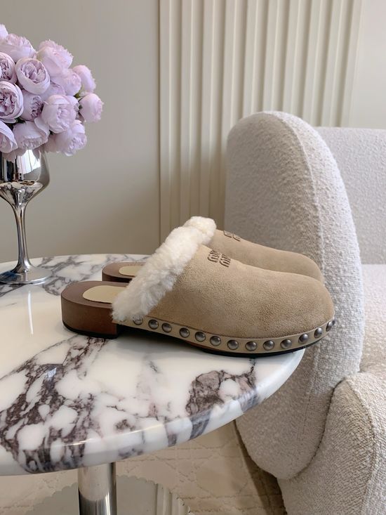 Miu Miu Chic Suede Wool Slippers with Elegant Design