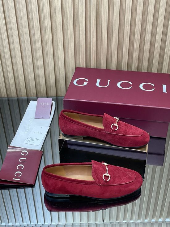 Gucci Embossed Suede Loafer Shoes Soft Elegant Classic Daily Footwear