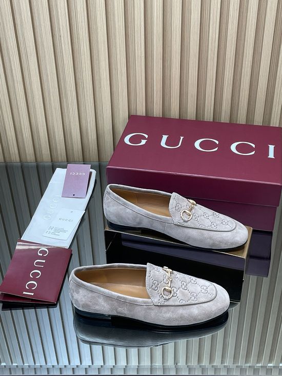 Gucci Embossed Suede Loafer Shoes Soft Elegant Classic Daily Footwear