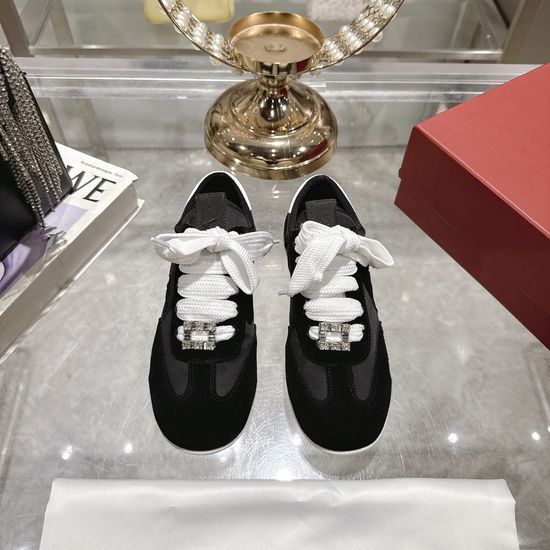 Roger Viver Elegant Suede Loafers with Diamond Buckle Detail