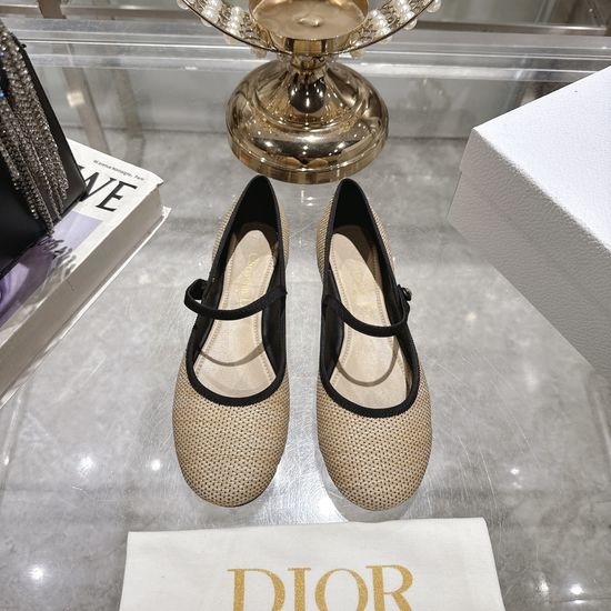 Christian Dior CD Satin Bow Flat Ballet Shoes Soft Sheepskin Lined