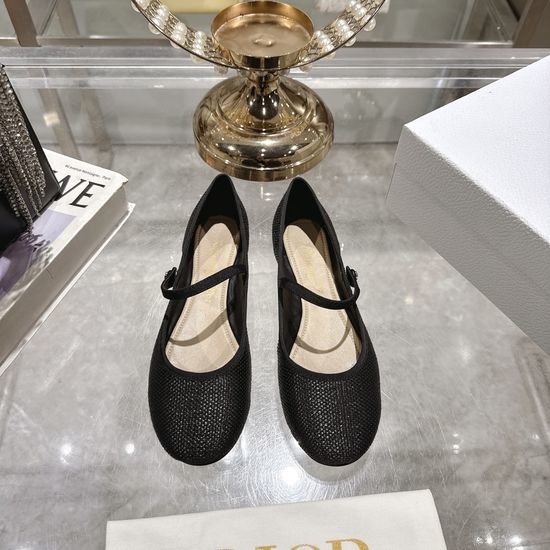 Christian Dior CD Satin Bow Flat Ballet Shoes Soft Sheepskin Lined