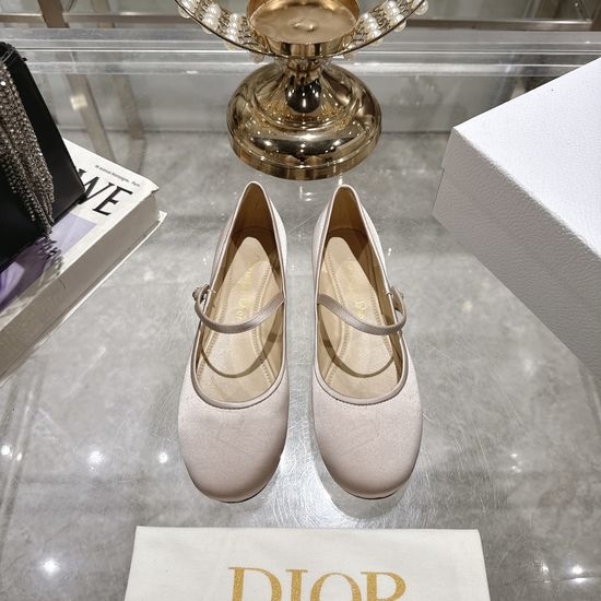 Christian Dior CD Satin Bow Flat Ballet Shoes Soft Sheepskin Lined