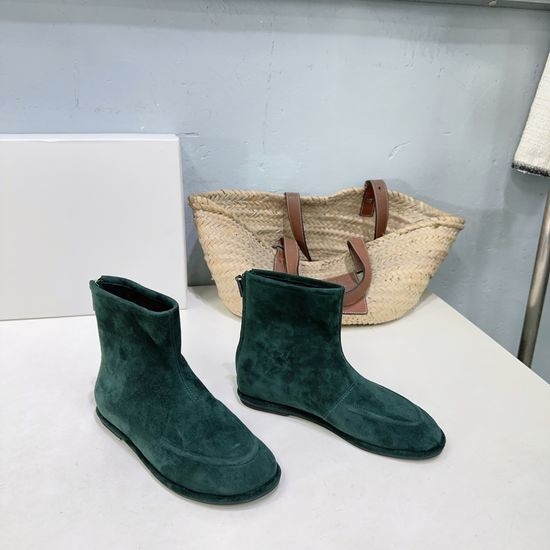 The Row Minimalist Suede Ankle Boots with Back Zipper