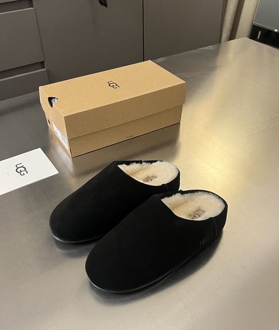 UGG Slip On Shearling Lined Mule Loafers with Rubber Sole
