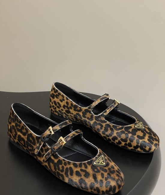 Prada Leopard Print Hair-on-Hide Mary Jane Ballet Flats