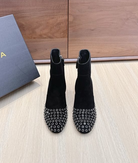 Alaia Rhinestone Chunky Heel Ankle Boots Stable Wear