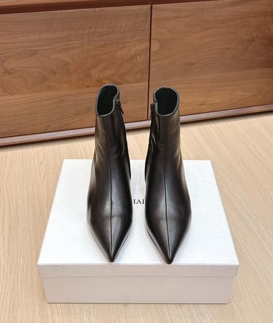 Khaite Slim Fit Slouchy Sheepskin Leather Mid Calf Boots