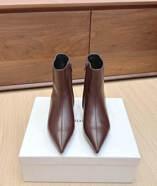 Khaite Slim Fit Slouchy Sheepskin Leather Mid Calf Boots