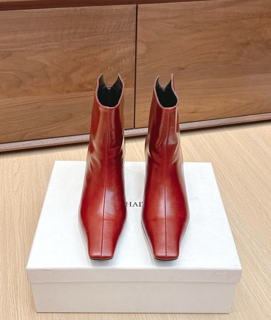 Khaite Square Toe Flat Side Zip Short Ankle Boots