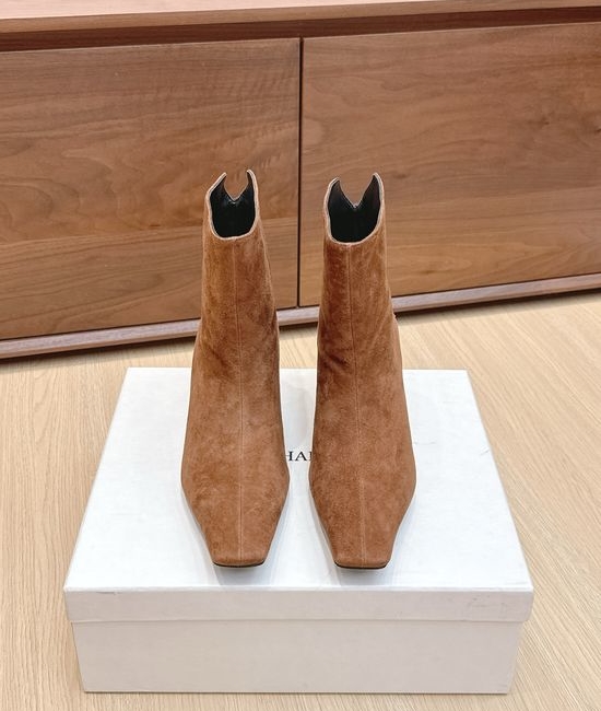 Khaite Square Toe Flat Side Zip Short Ankle Boots