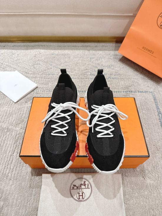 Hermes Suede Canvas Sneakers Soft Lining Lightweight Non-slip Casual Shoes