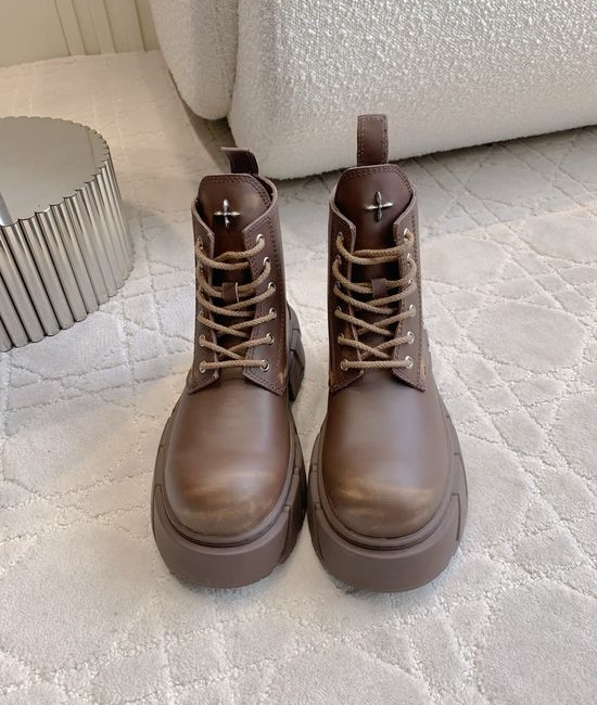 SMFK Retro Thick-Soled Derby Boots with Sturdy Soles