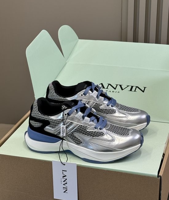 Lanvin Breathable Leather Mesh Sneakers Lightweight Soft Casual Shoes