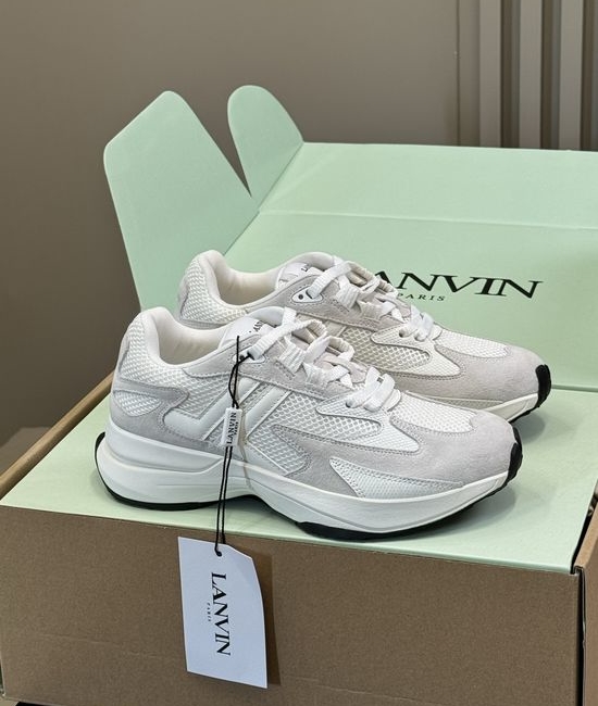 Lanvin Breathable Leather Mesh Sneakers Lightweight Soft Casual Shoes