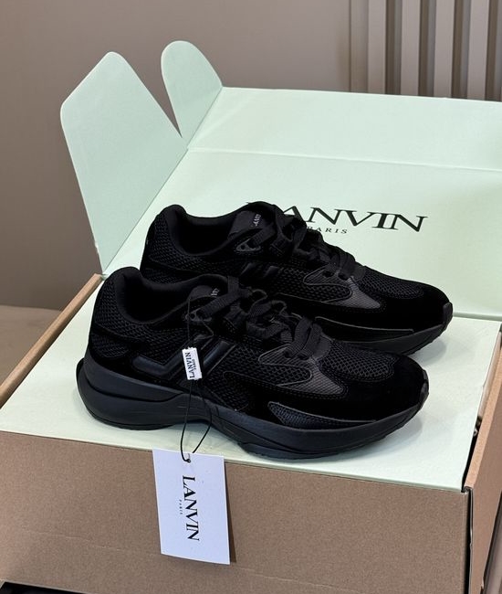Lanvin Breathable Leather Mesh Sneakers Lightweight Soft Casual Shoes