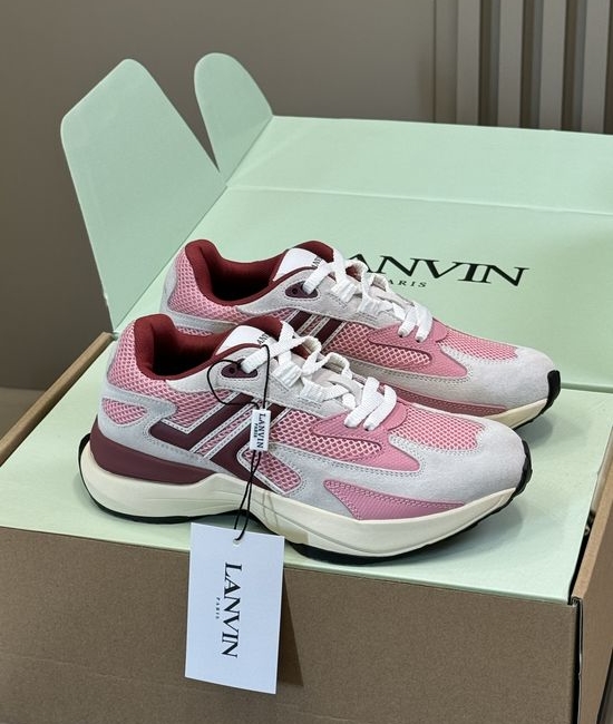 Lanvin Breathable Leather Mesh Sneakers Lightweight Soft Casual Shoes