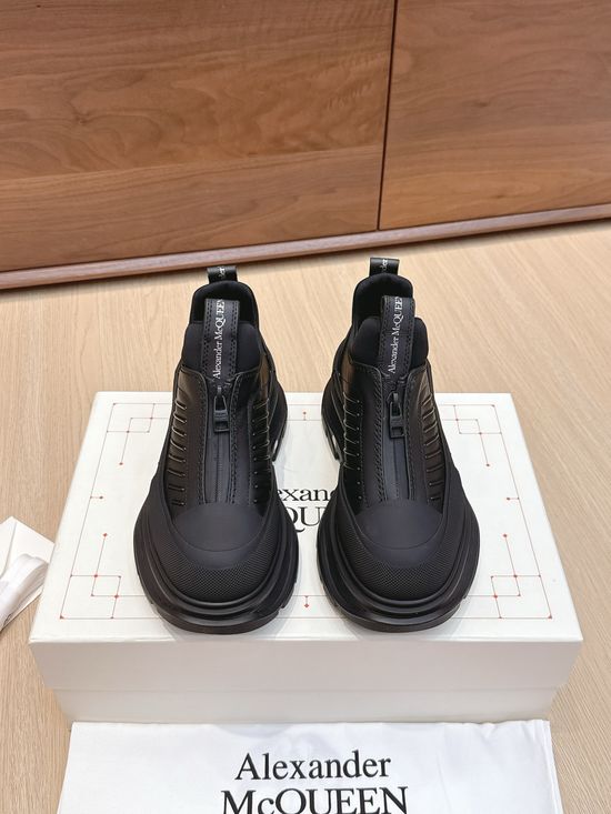 McQueen Genuine Leather Zipper Chelsea Ankle Boots Non-slip Sole