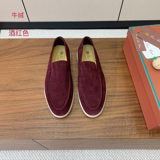 Loro Piana Smooth Loafers Soft Calf Suede Upper Sheepskin Lining Wear-resistant Sole