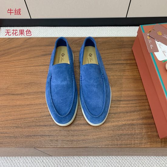 Loro Piana Smooth Loafers Soft Calf Suede Upper Sheepskin Lining Wear-resistant Sole